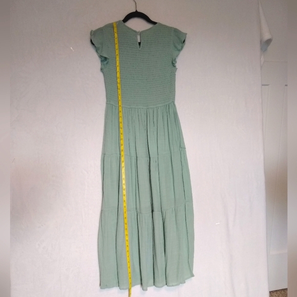 Mint Green Maxi Dress with Ruffle Cap Sleeves Sz Med - Picture 9 of 11